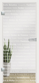 Culinaria on clear glass with white writting